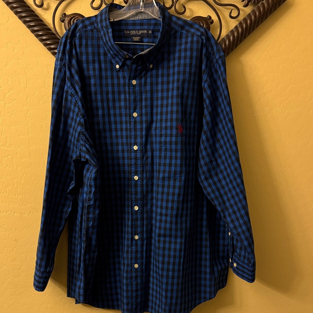 U.S. Polo Assn. Men's Navy and Black Plaid Shirt